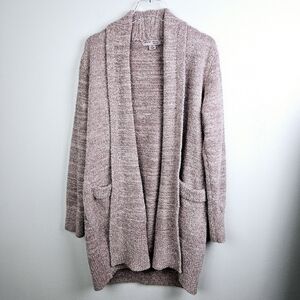 Barefoot Dreams Cozy Chic Cali Cardi Long Duster Cardigan Sweater Heather Pink